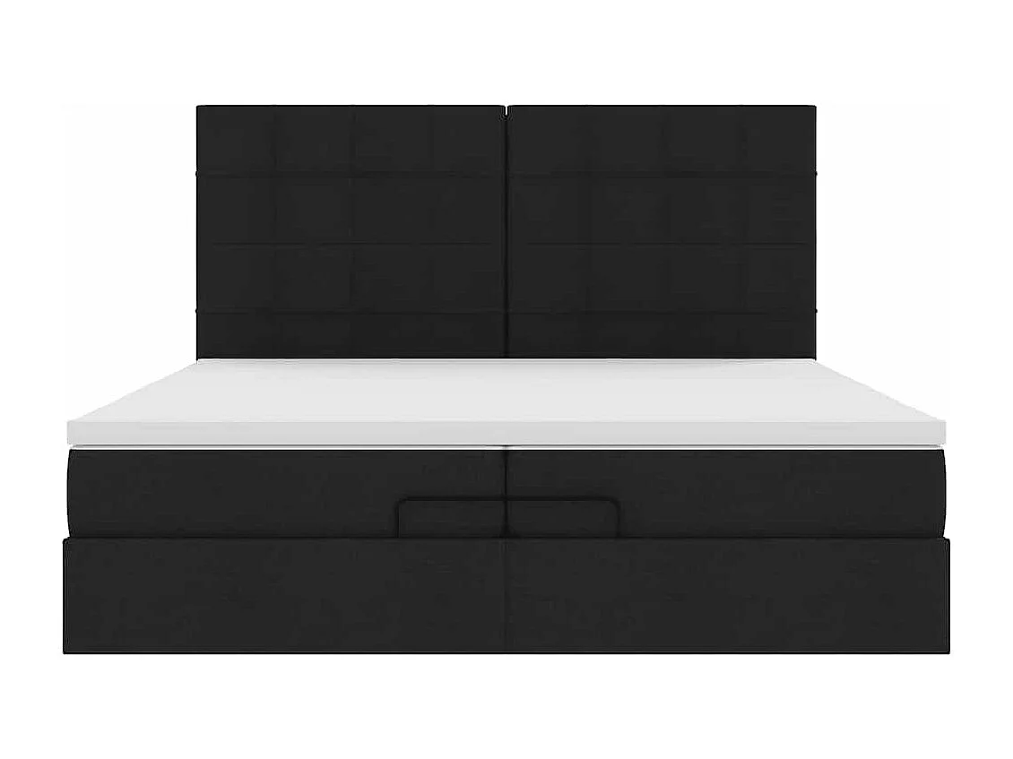 Cadre de lit ottoman avec matelas noir 200x200cm tissu