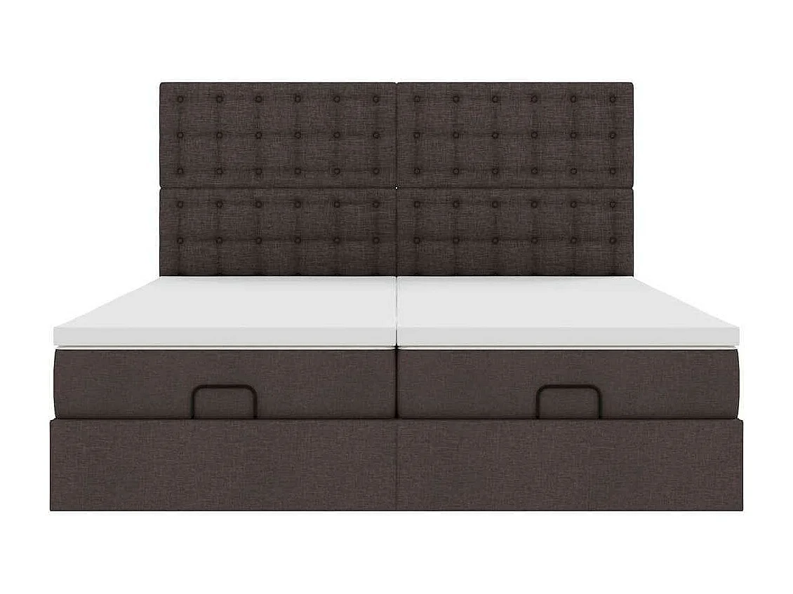 Estrutura de cama otomana com colchões tecido castanho escuro