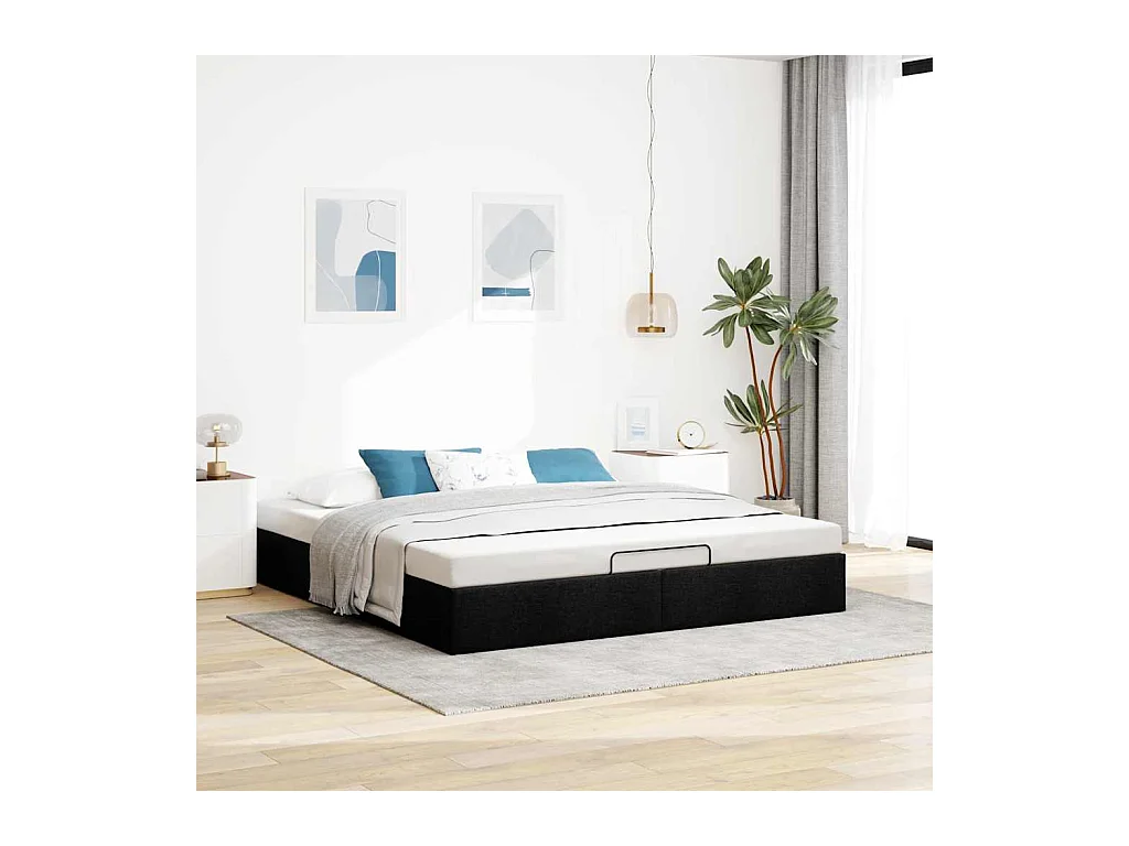 Bedframe zonder matras 200x200 cm stof zwart