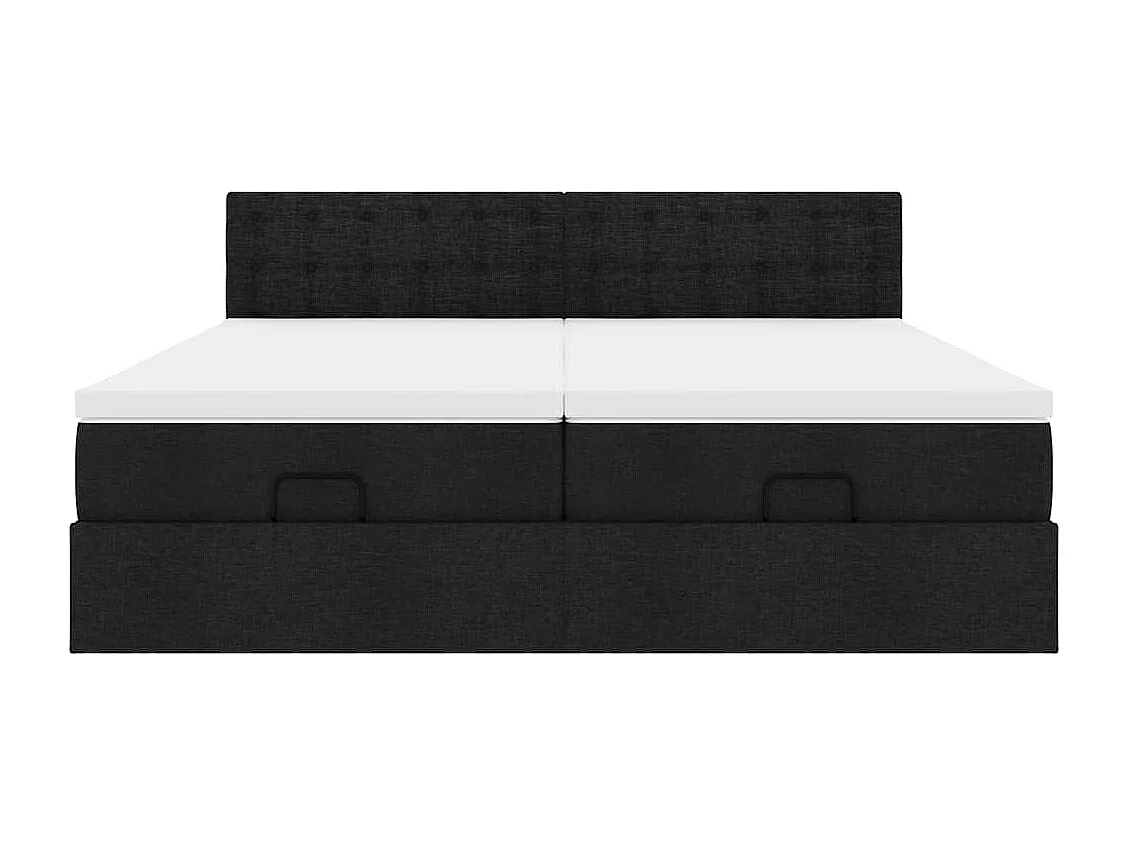 Cadre de lit ottoman avec matelas noir 200x200cm tissu