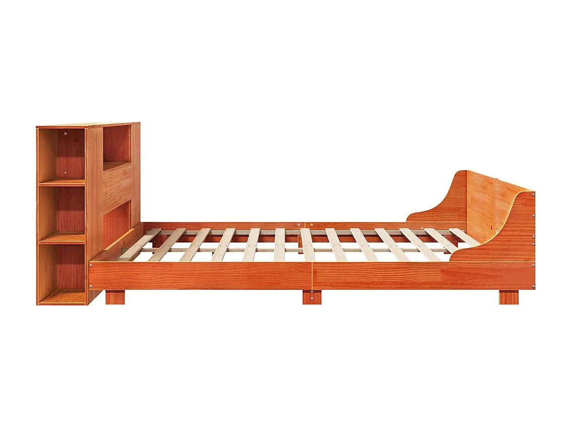 Cadre de lit sans matelas cire marron 200x200cm bois pin massif