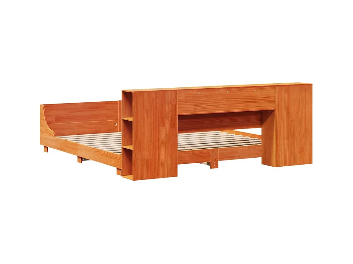 Cama sem colchão 200x200 cm pinho maciço castanho-mel