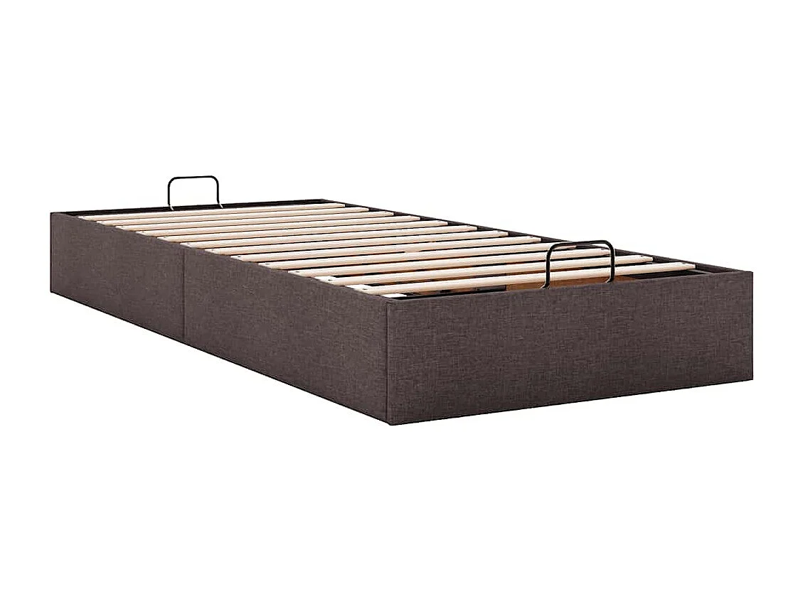 Estructura cama otomana sin colchón tela marrón oscuro 80x200cm