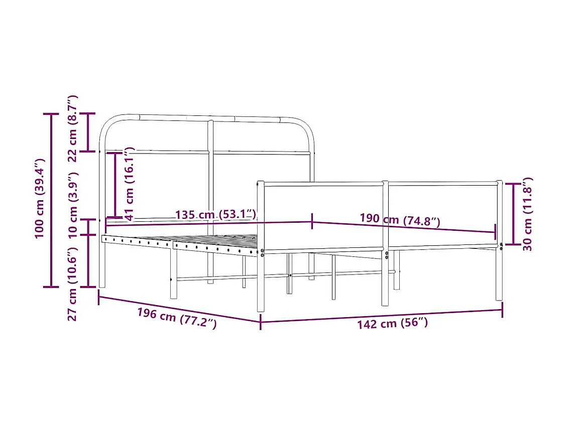 Cadre de lit sans matelas 135x190 cm chêne sonoma