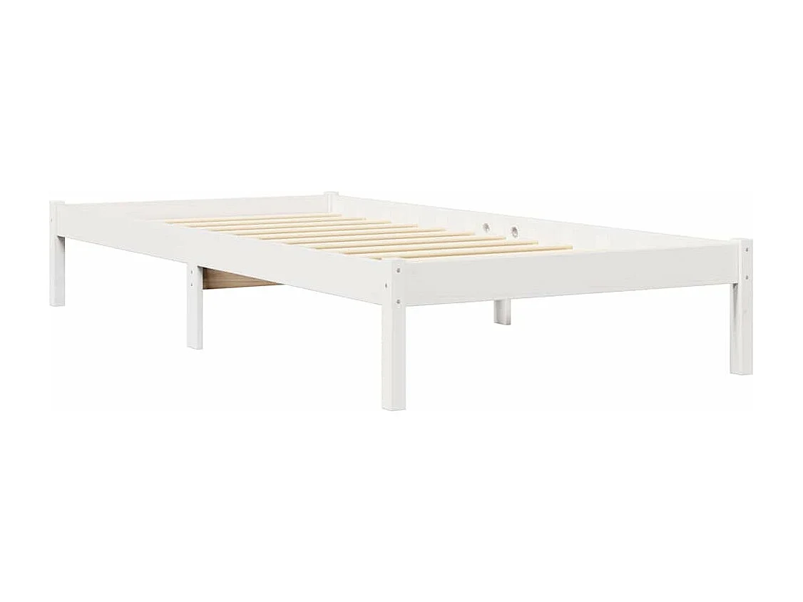 Lit bibliothèque sans matelas blanc 75x190cm bois de pin massif