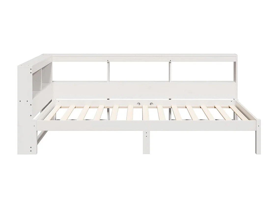 Lit bibliothèque sans matelas blanc 75x190cm bois de pin massif