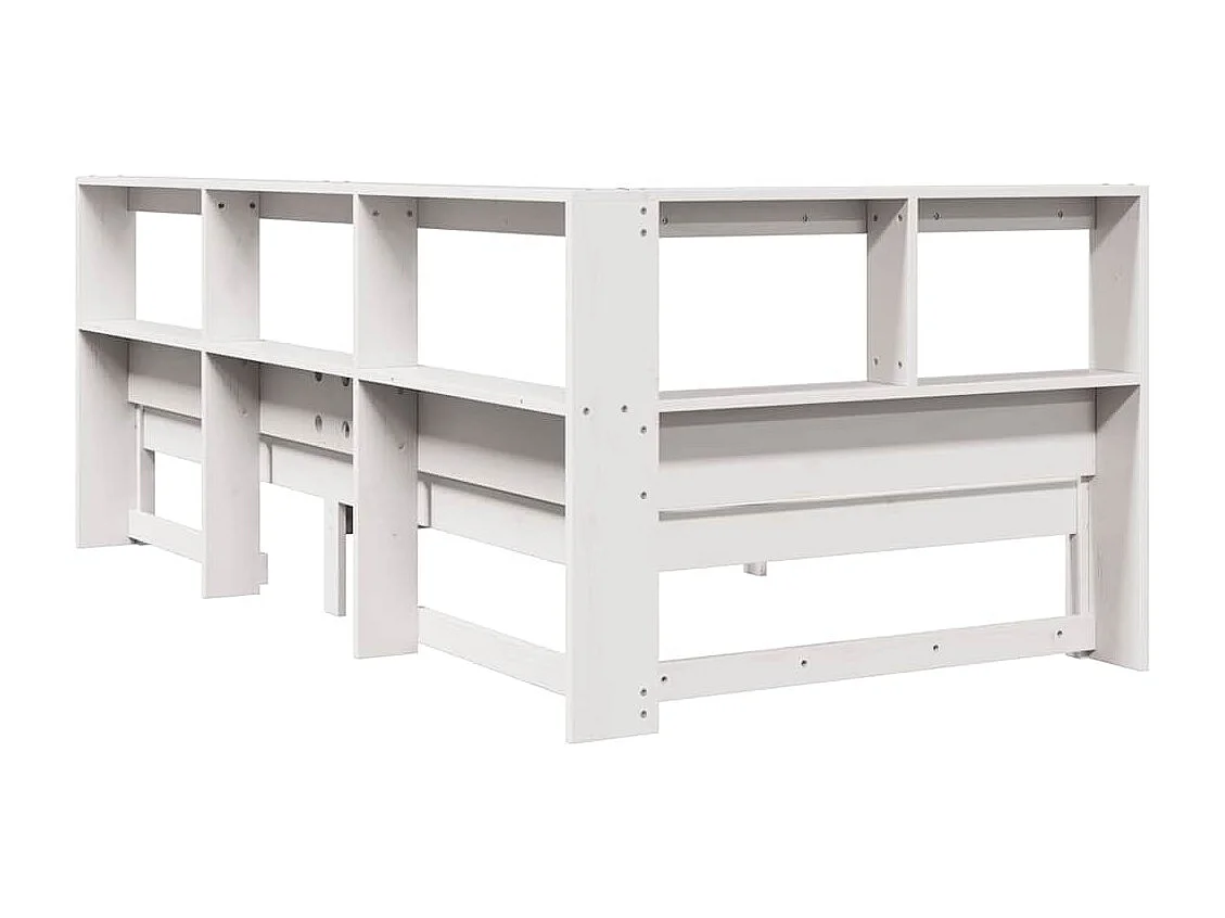 Lit bibliothèque sans matelas blanc 75x190cm bois de pin massif