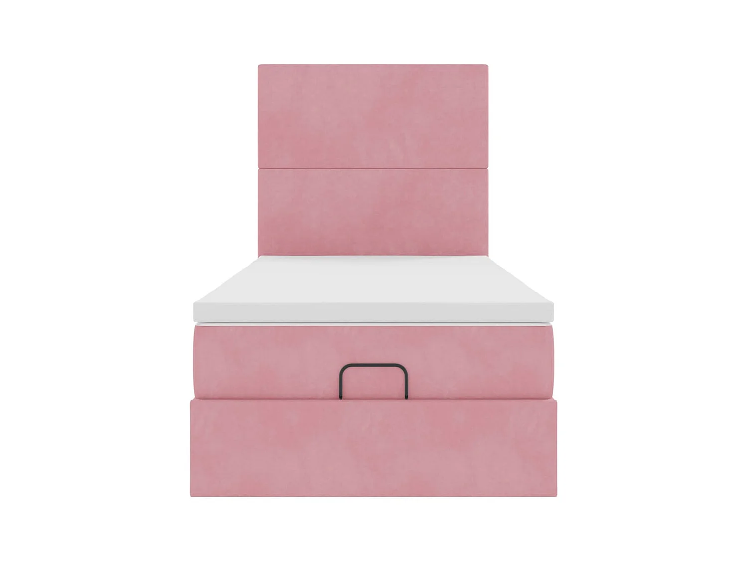 Cadre de lit ottoman avec matelas rose 90x190 cm velours