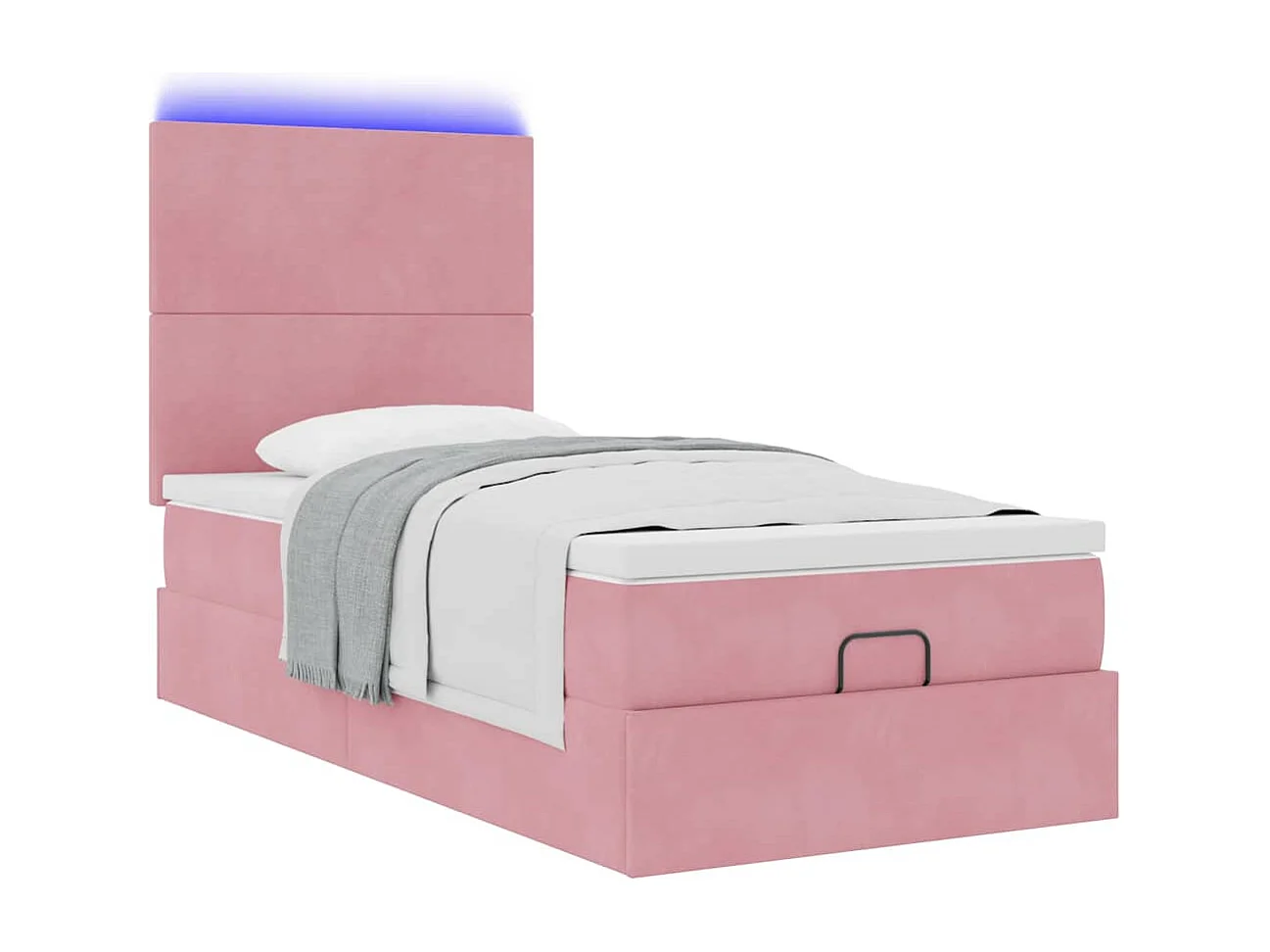 Cadre de lit ottoman avec matelas rose 90x190 cm velours