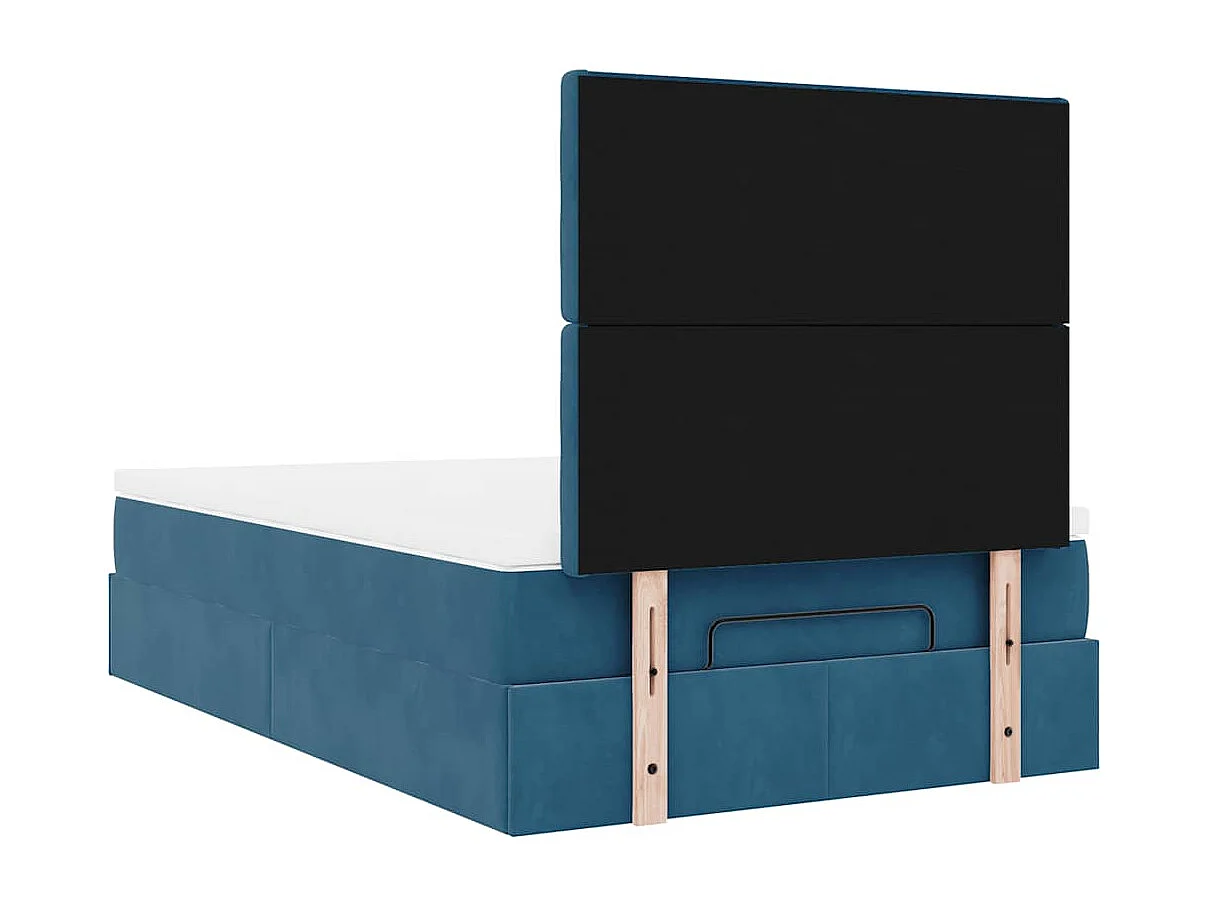 Estructura de cama otomana colchones terciopelo azul oscuro