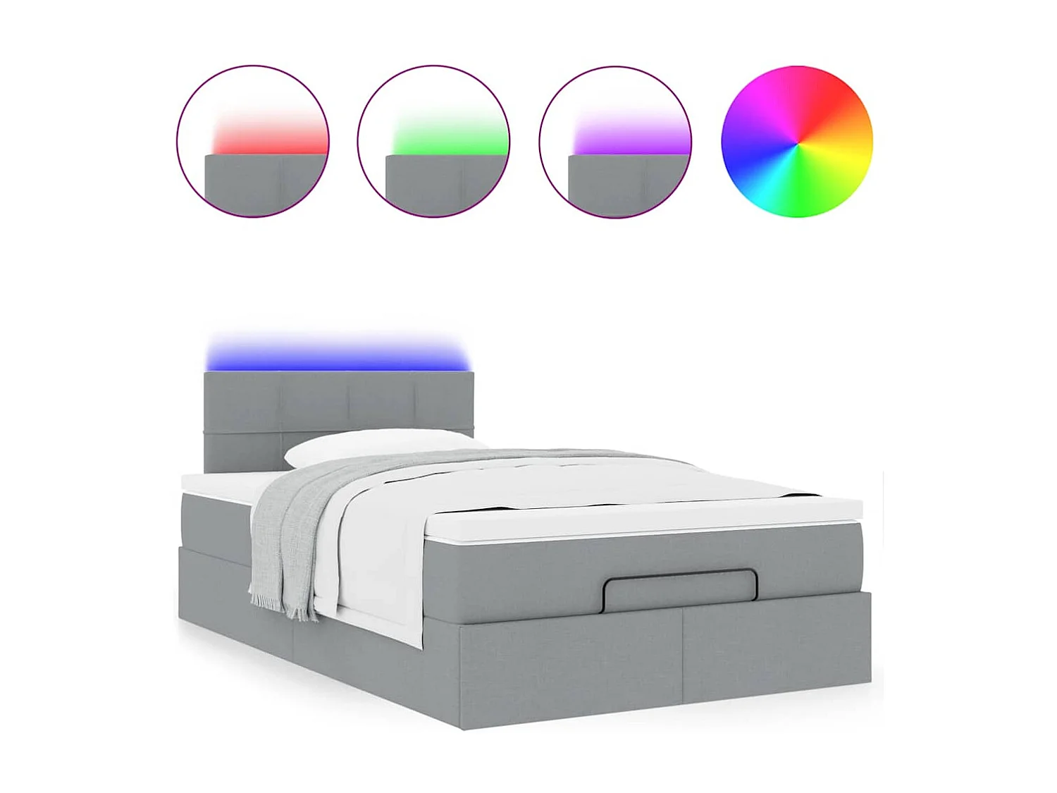 Lit ottoman avec matelas gris clair 120x190 cm tissu