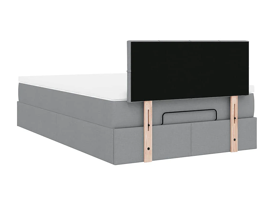 Lit ottoman avec matelas gris clair 120x190 cm tissu