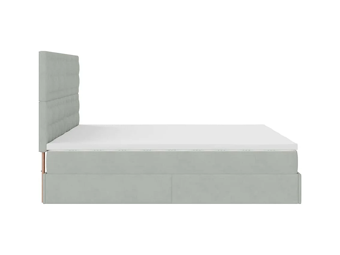 Estrutura cama otomana colchões 160x200cm veludo cinzento claro