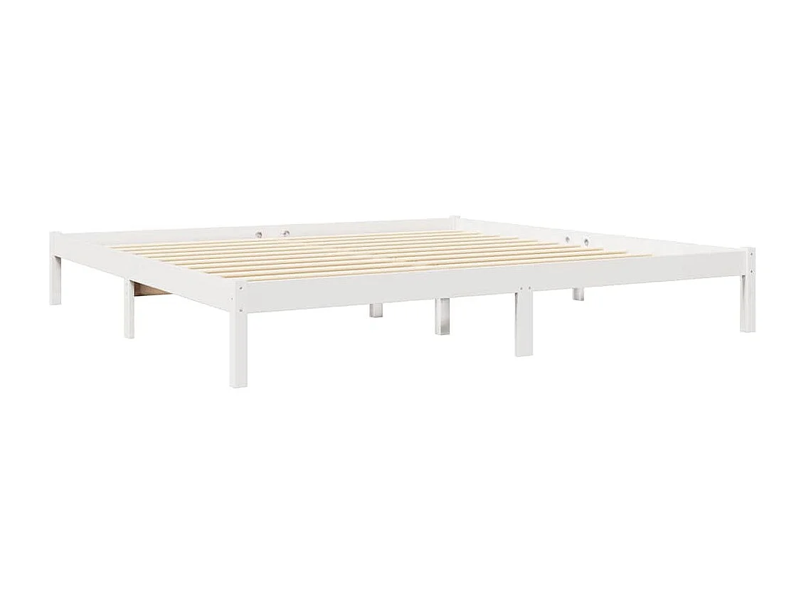 Lit bibliothèque sans matelas blanc 200x200 cm bois pin massif