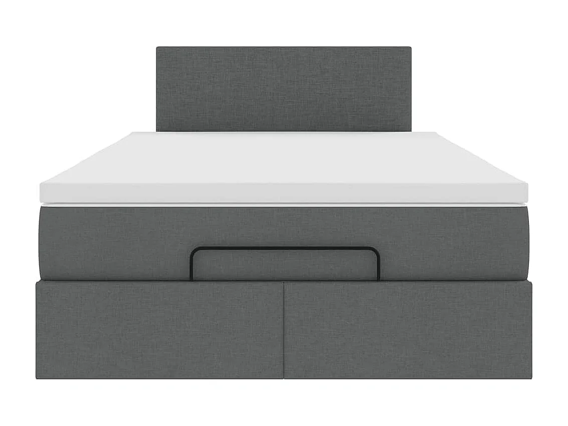 Cadre de lit ottoman avec matelas gris foncé 120x190 cm tissu