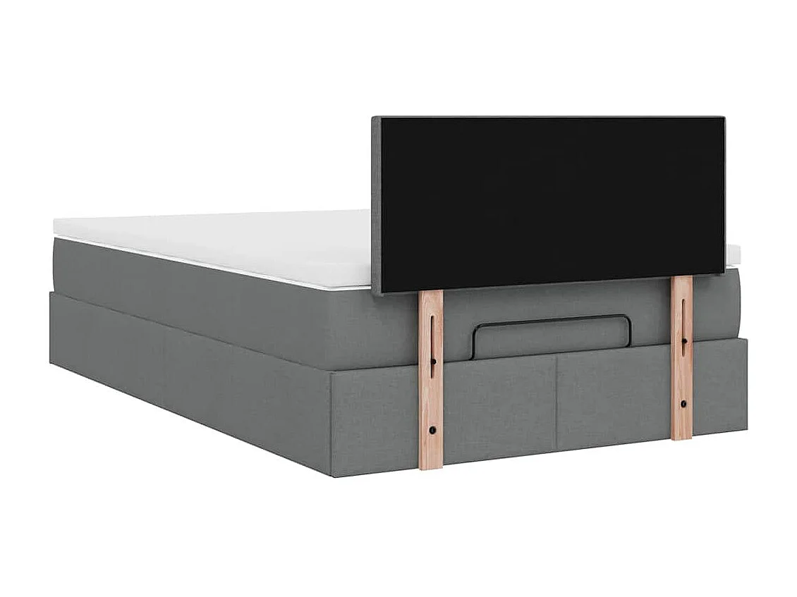 Cadre de lit ottoman avec matelas gris foncé 120x190 cm tissu