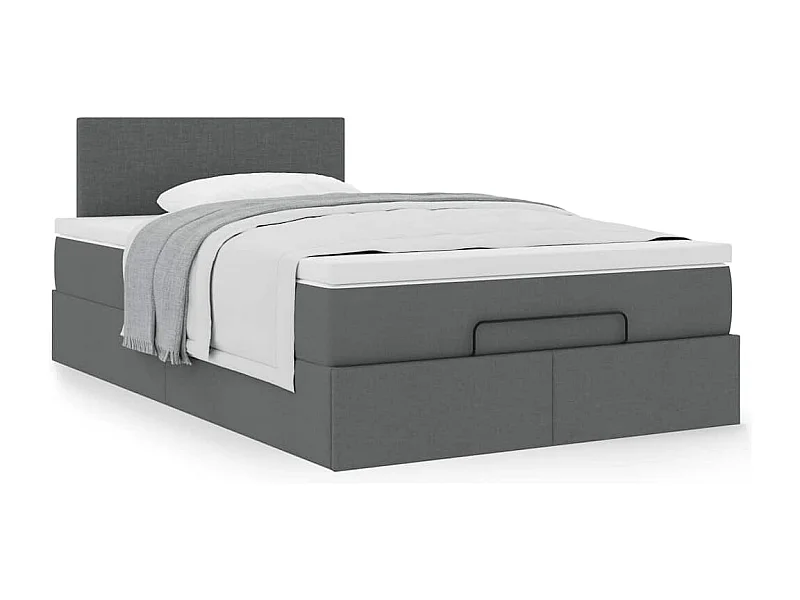 Estrutura de cama otomana com colchão cinza escuro tecido