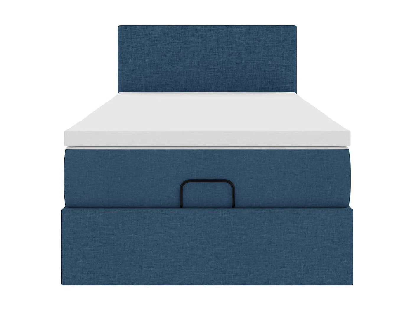 Estructura de cama otomana con colchón tela azul 100x200cm
