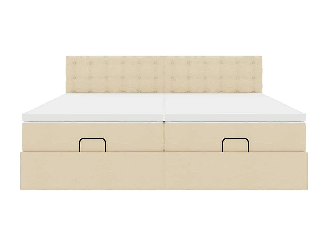Estructura de cama otomana con colchones tela crema 200x200cm