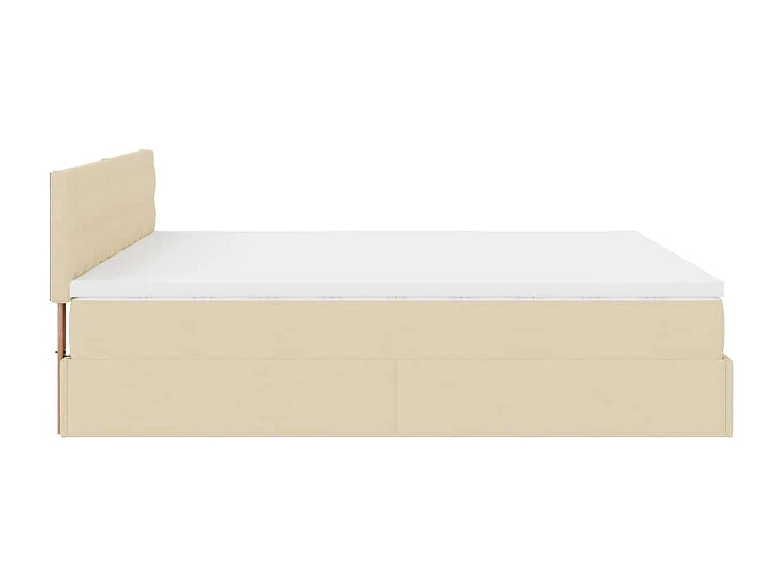 Estructura de cama otomana con colchones tela crema 200x200cm