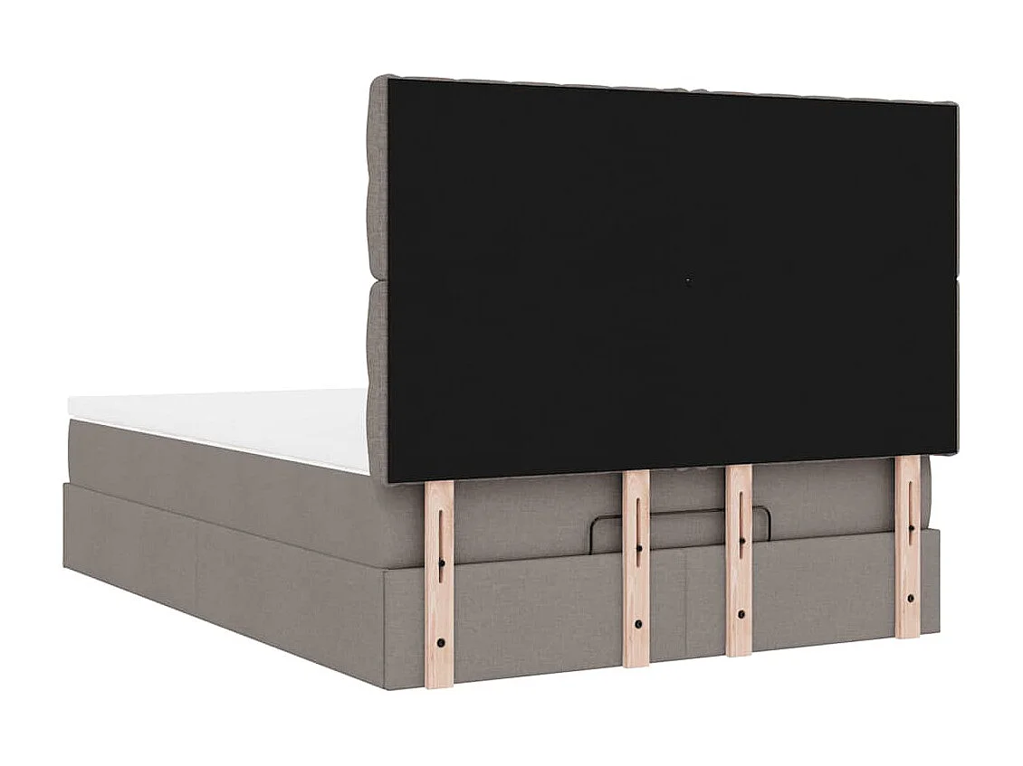 Cadre de lit ottoman avec matelas taupe 140x200 cm tissu