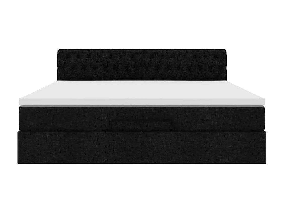 Estructura de cama otomana con colchón tela negra 160x200 cm