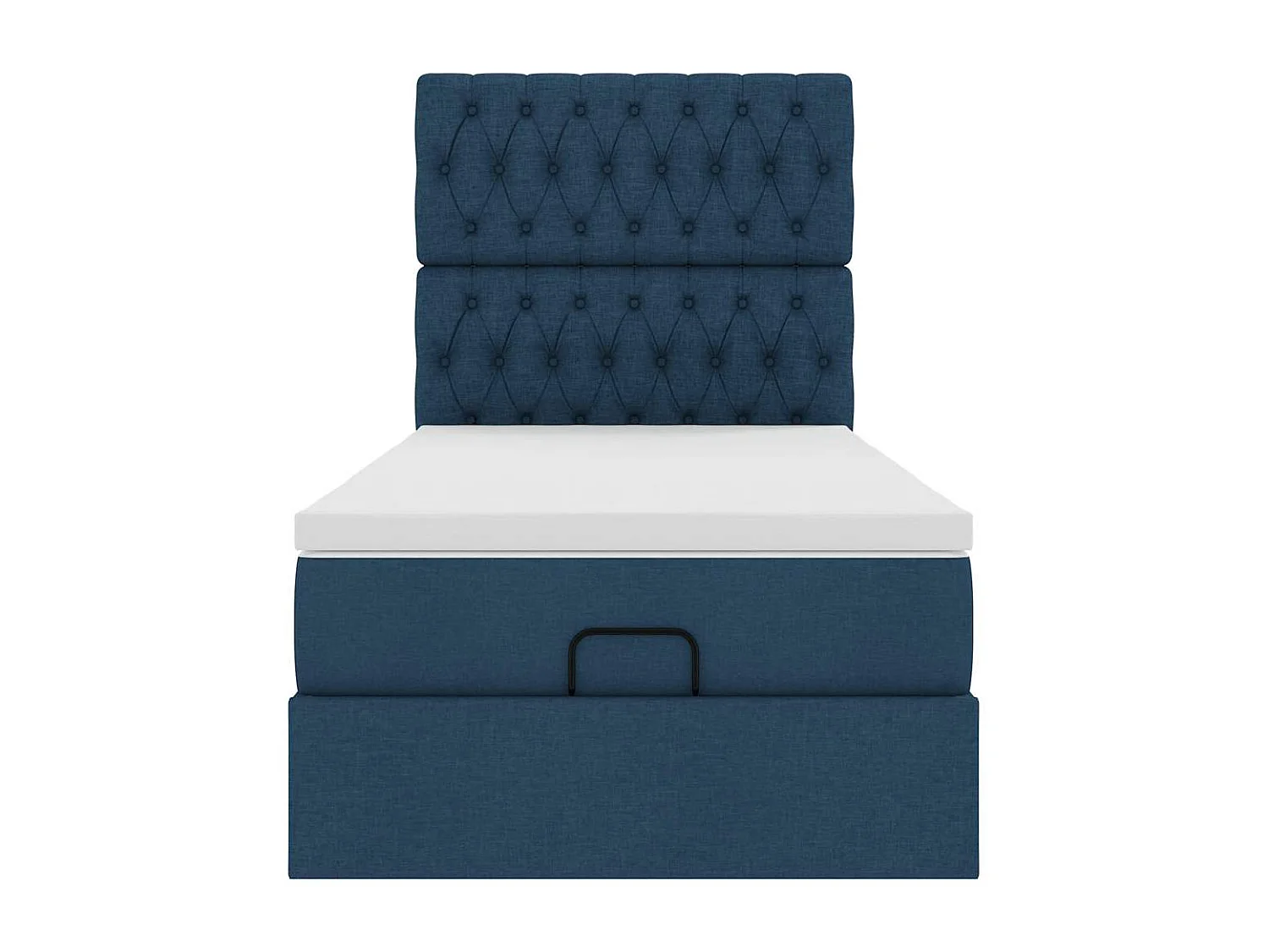 Estructura de cama otomana con colchón tela azul 100x200cm