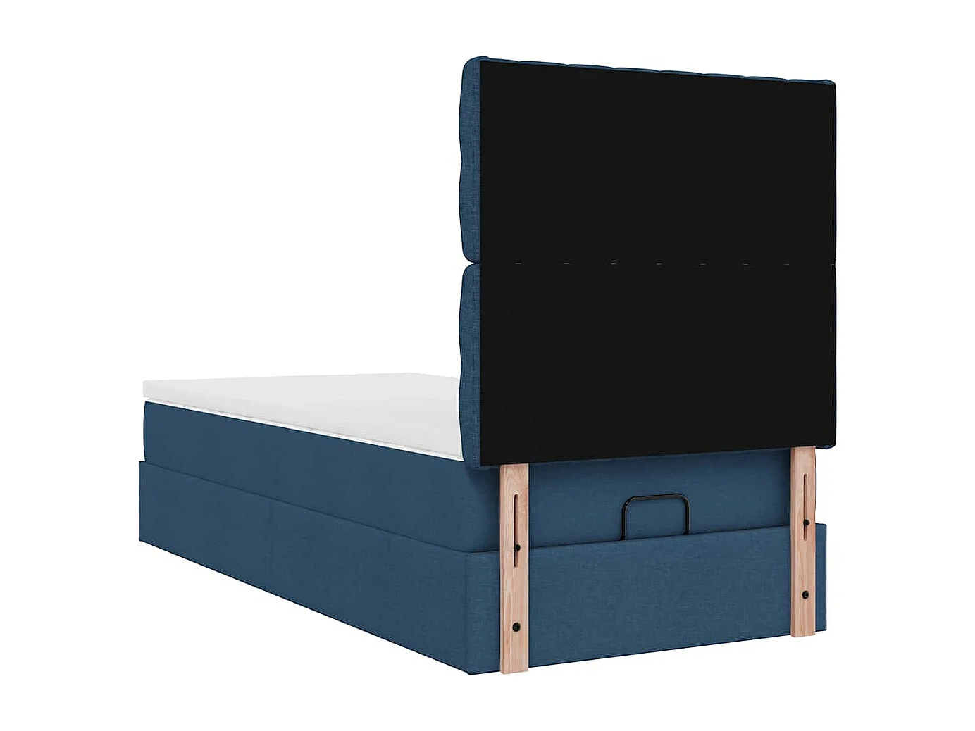Estructura de cama otomana con colchón tela azul 100x200cm