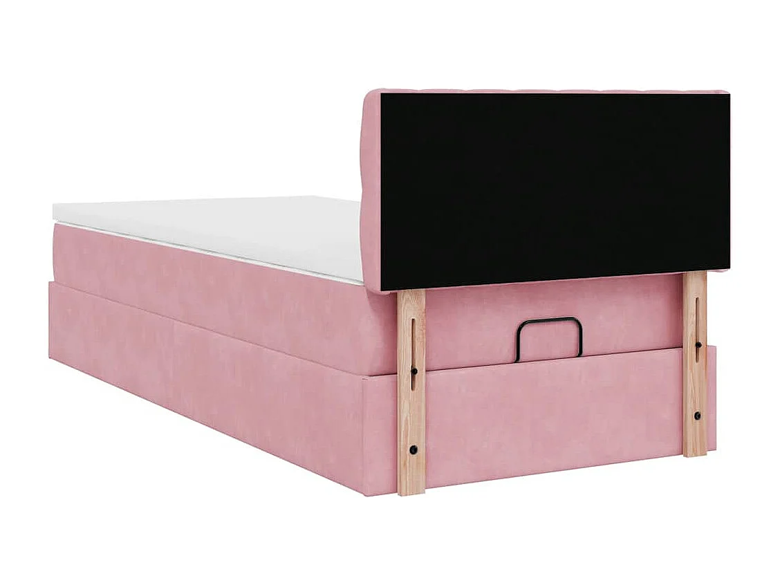 Cadre de lit ottoman avec matelas rose 80x200 cm velours