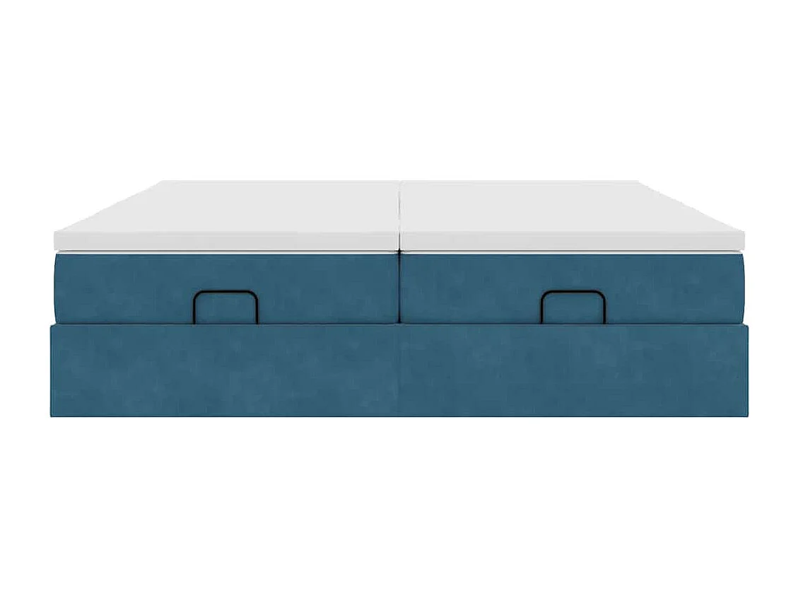 Cadre de lit ottoman avec matelas bleu foncé 160x200 cm velours