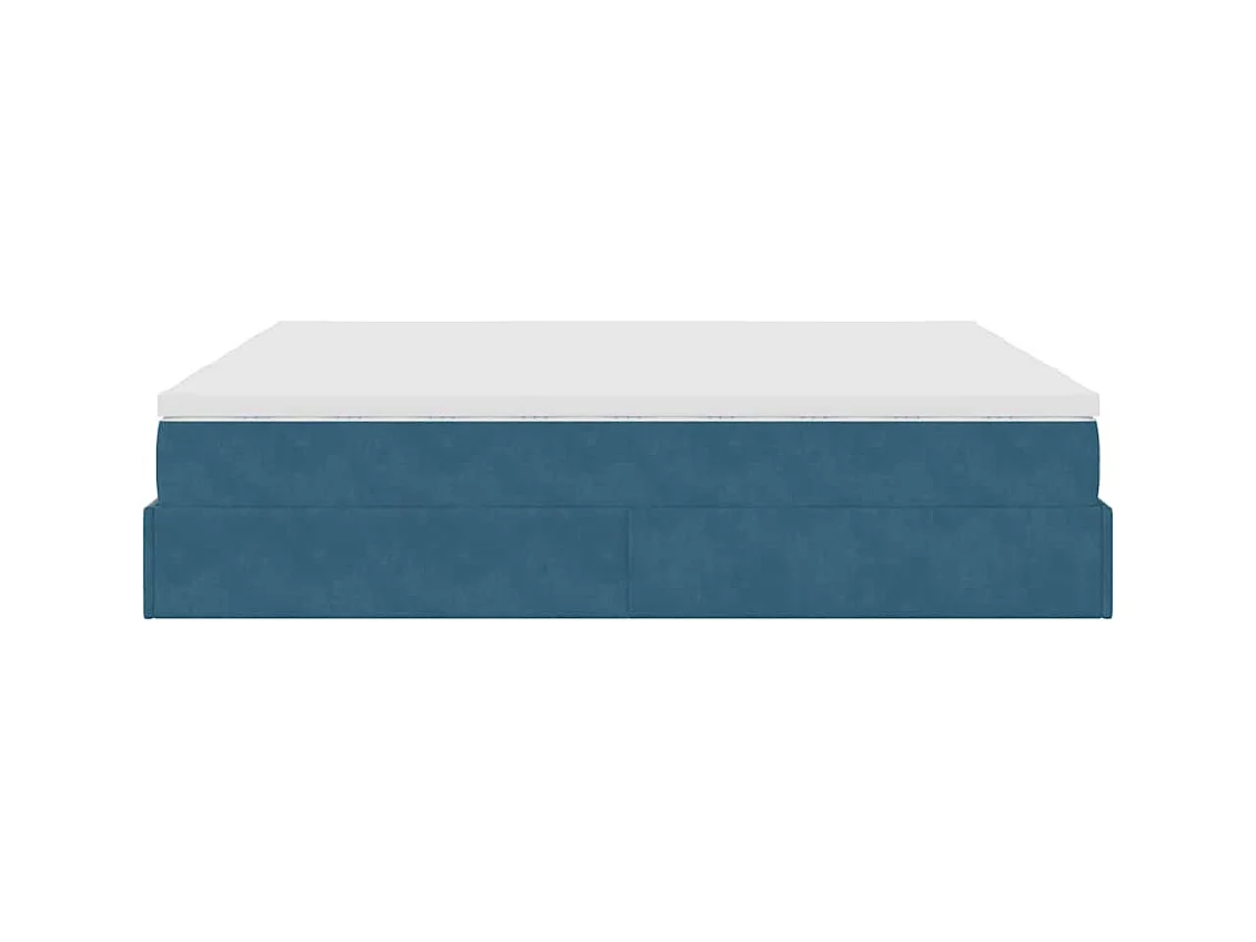 Estructura de cama otomana colchones terciopelo azul oscuro