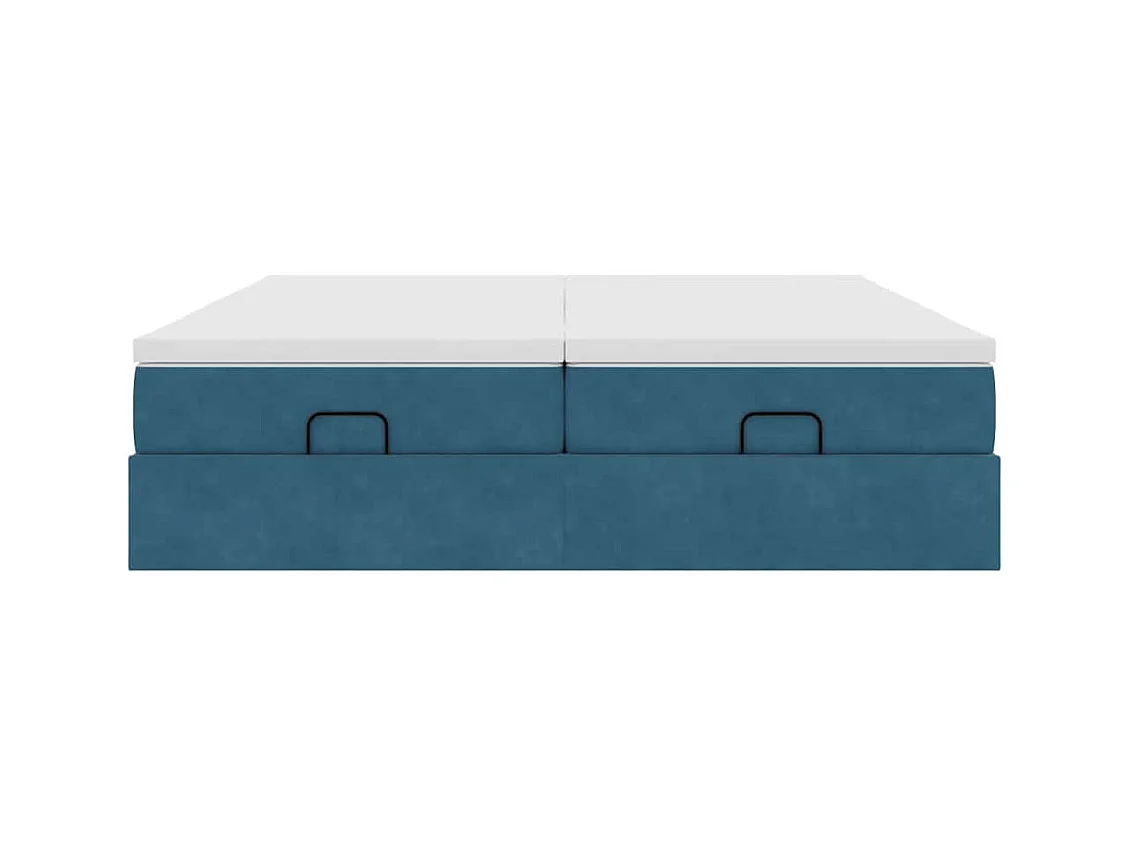 Estructura de cama otomana colchones terciopelo azul oscuro