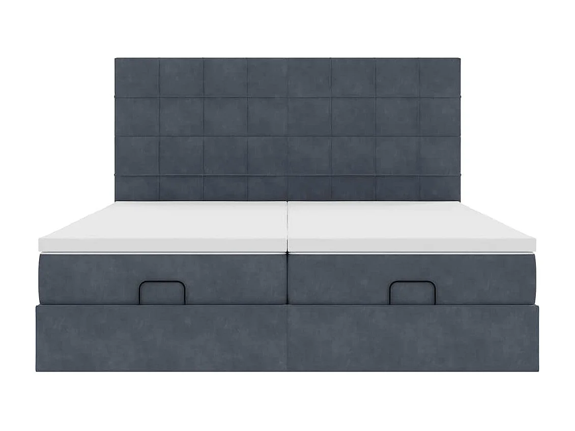 Cadre de lit ottoman avec matelas gris foncé 180x200cm velours