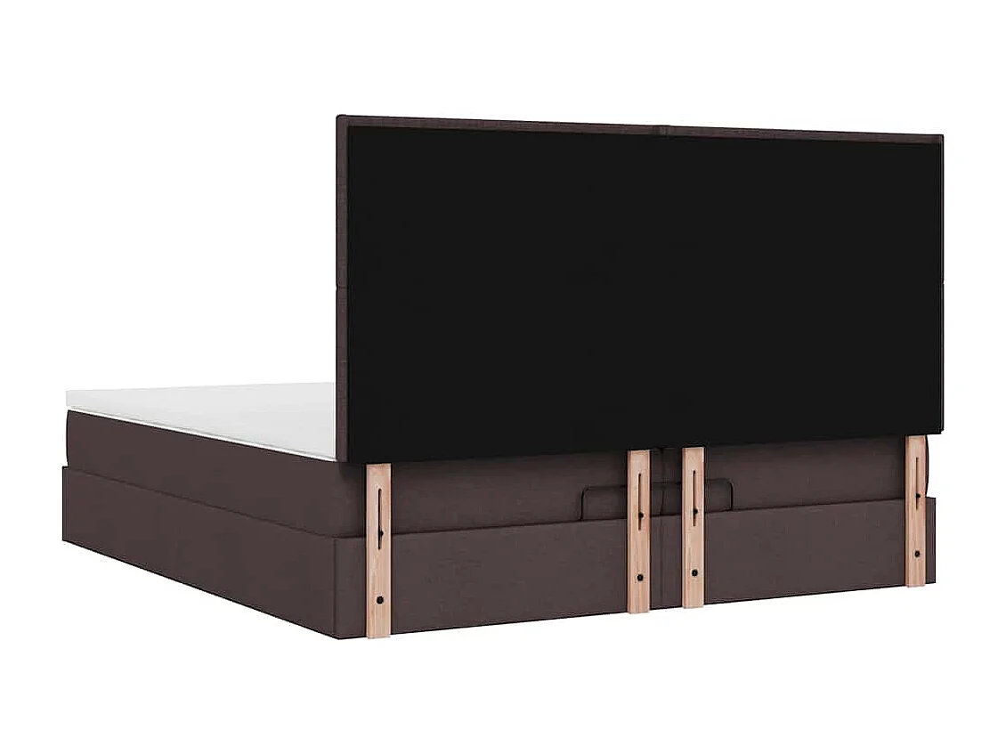 Cadre de lit ottoman avec matelas marron foncé 200x200 cm tissu
