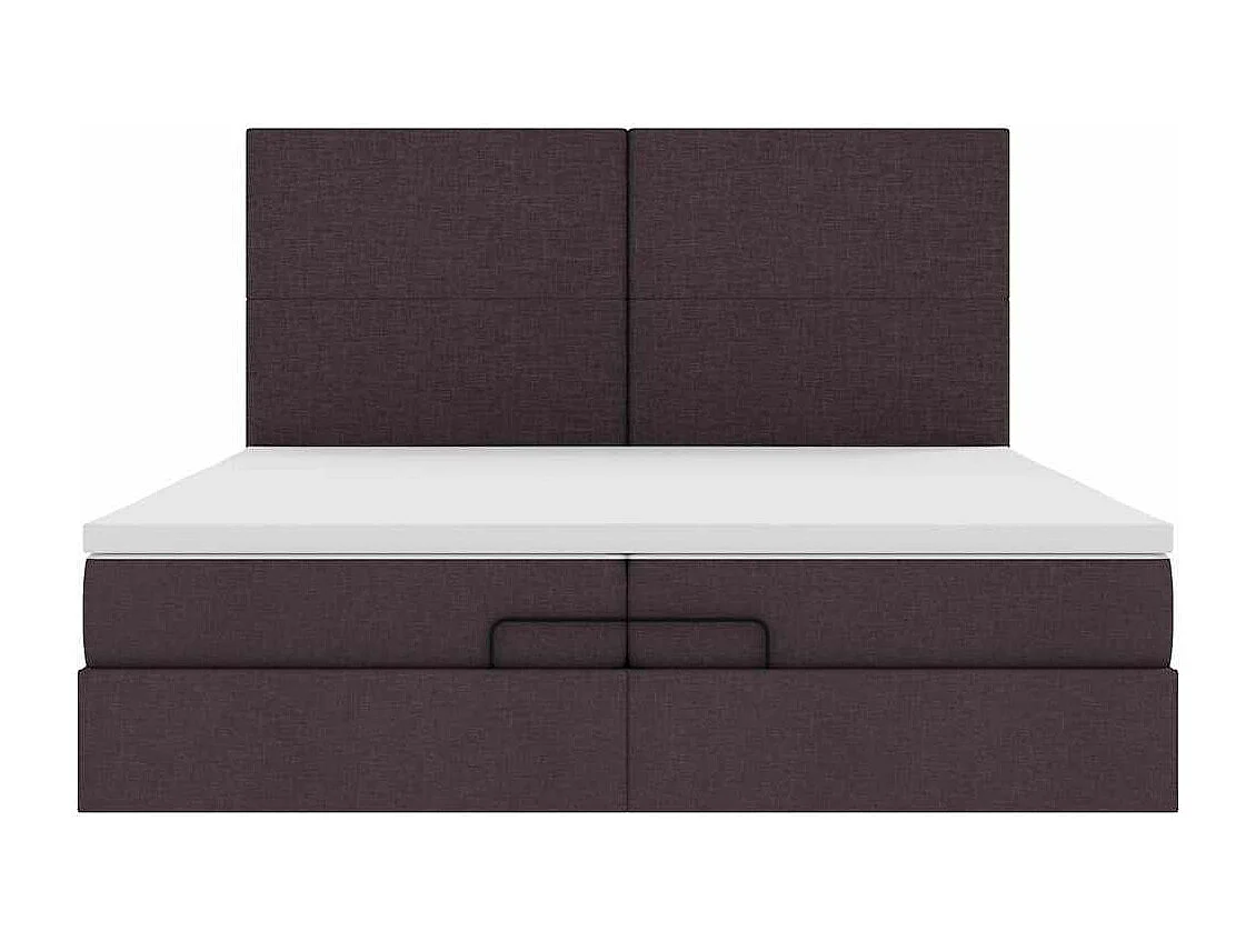 Estructura cama otomana colchones tela marrón oscuro 200x200cm