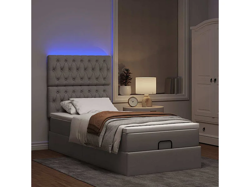 Ottoman bed met matras en LED's 100x200cm stof taupe