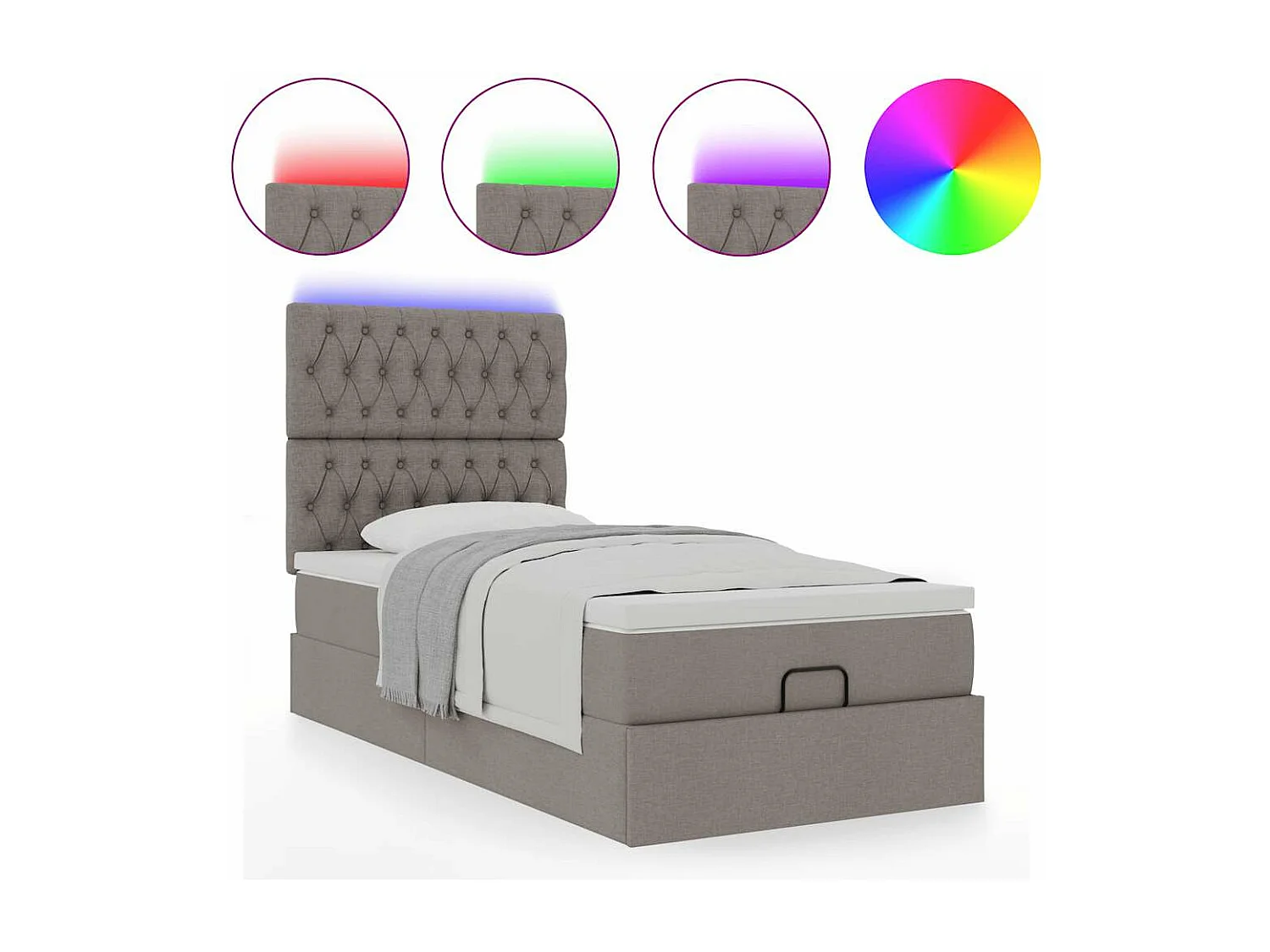 Ottoman bed met matras en LED's 100x200cm stof taupe