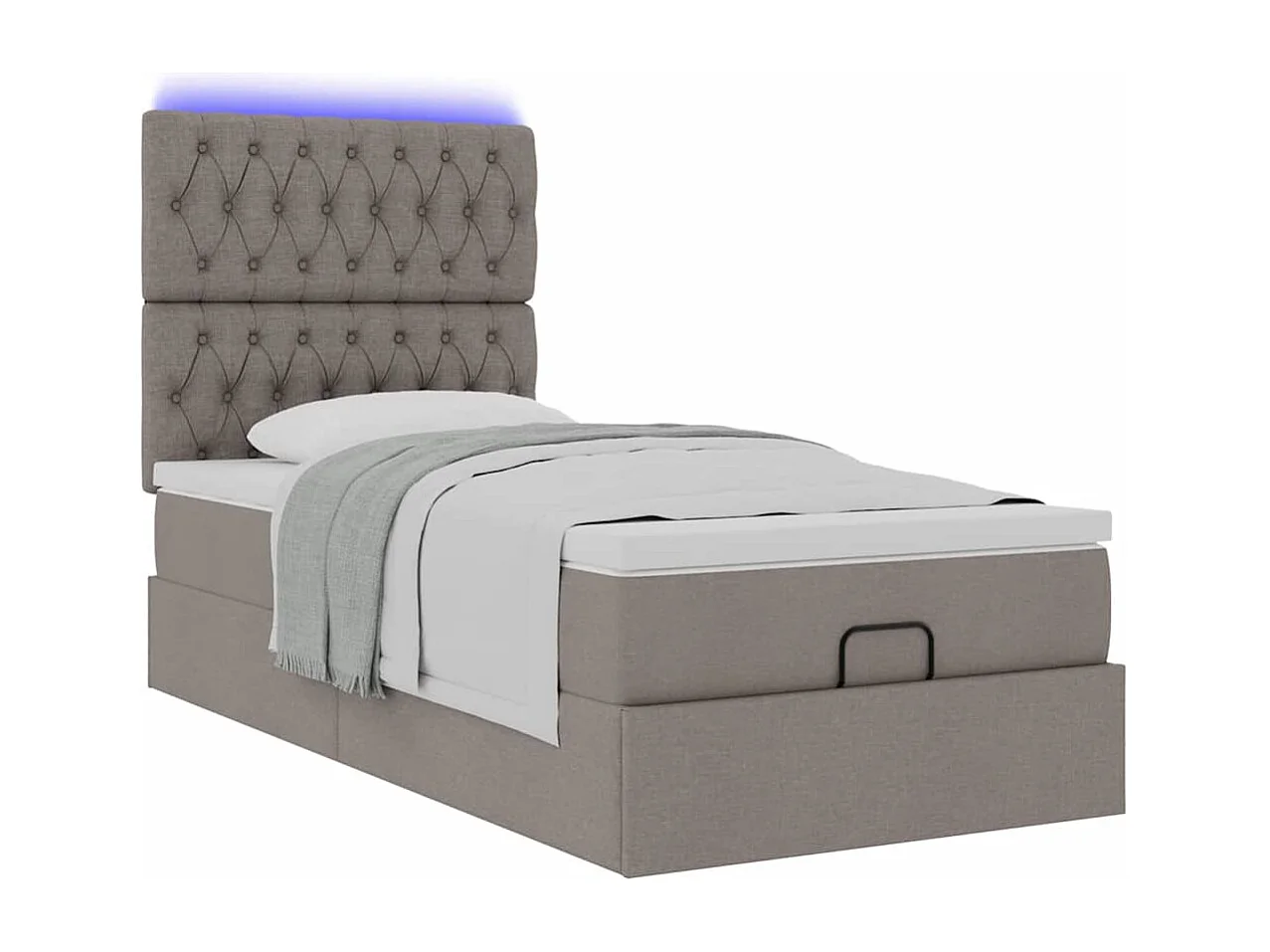 Ottoman bed met matras en LED's 100x200cm stof taupe