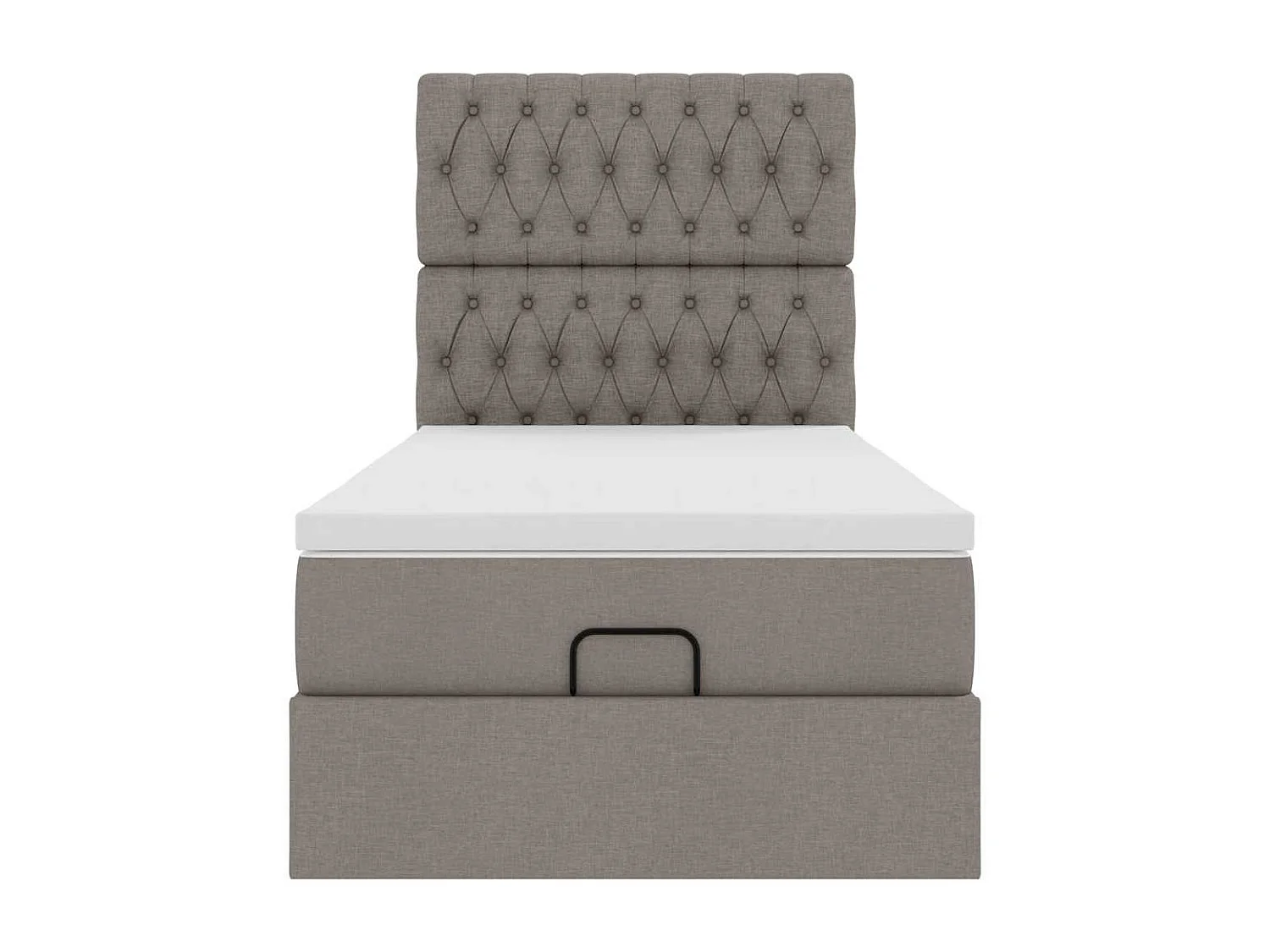 Cadre de lit ottoman avec matelas taupe 100x200 cm tissu