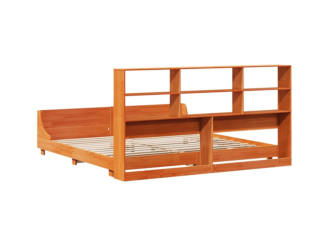 Cadre de lit sans matelas cire marron 200x200cm bois pin massif