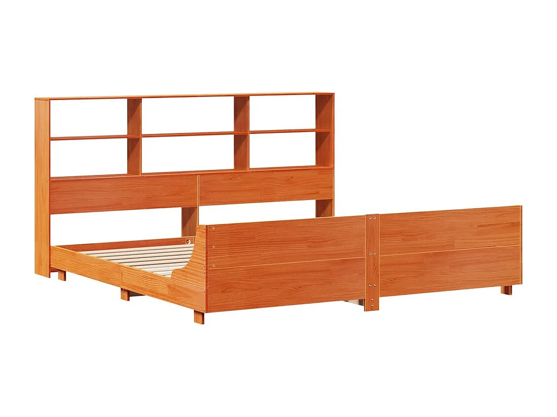 Cadre de lit sans matelas cire marron 200x200cm bois pin massif