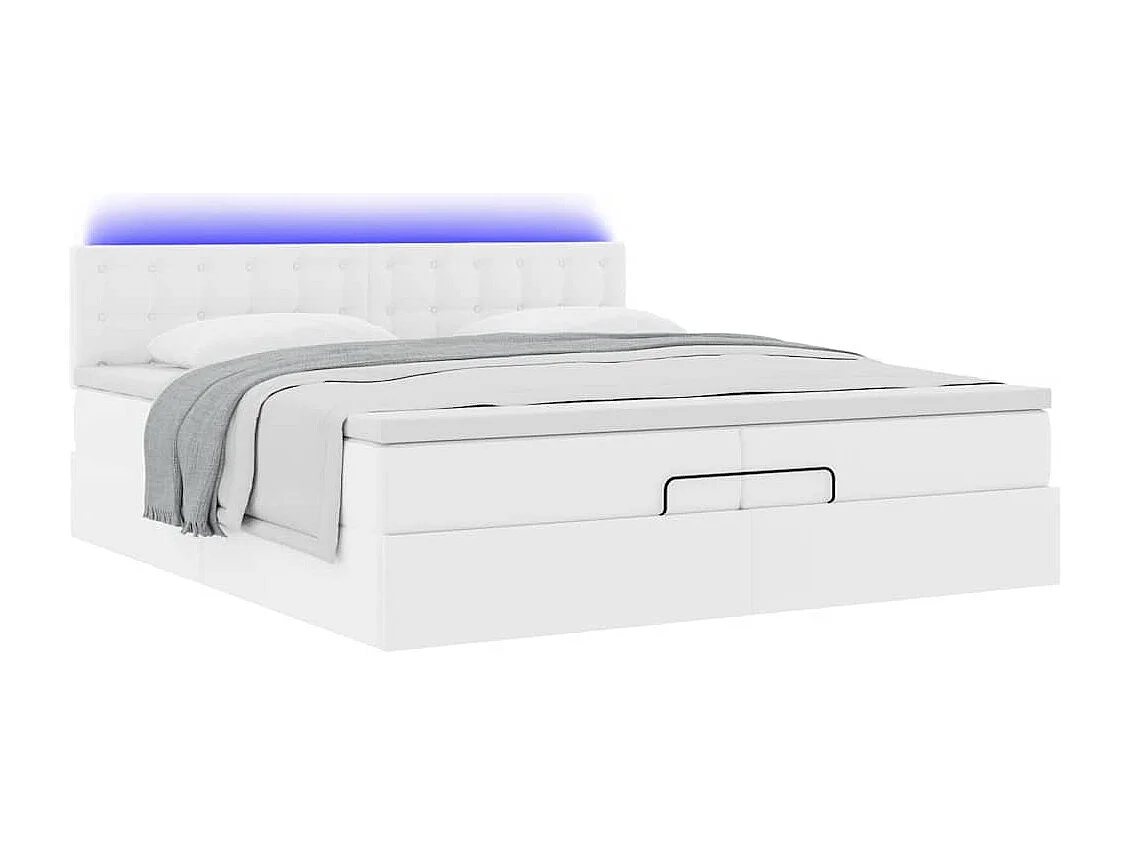 Estrutura de cama otomana com colchões 200x200cm branco puro