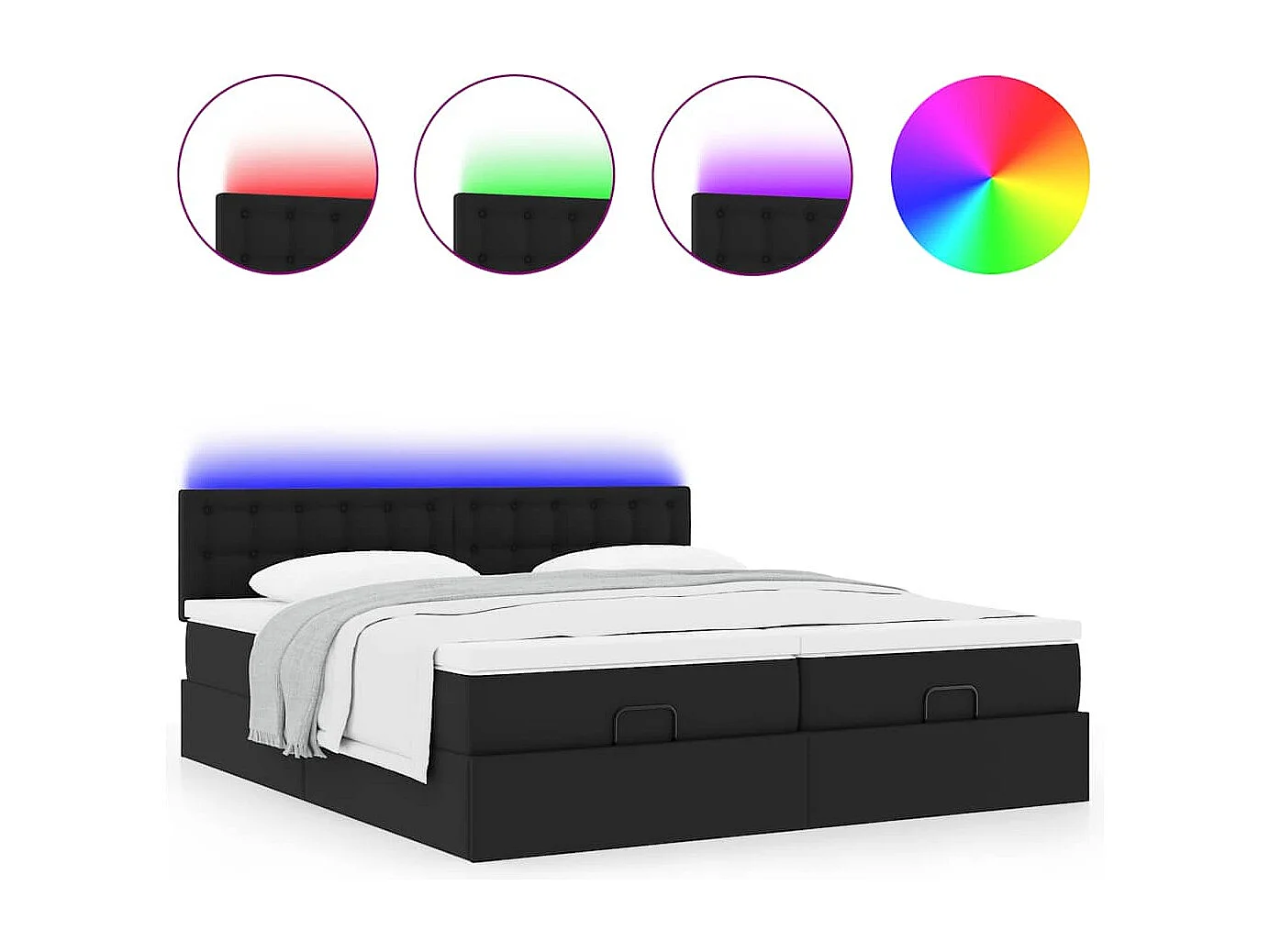 Cadre de lit ottoman avec matelas noir 160x200 cm similicuir