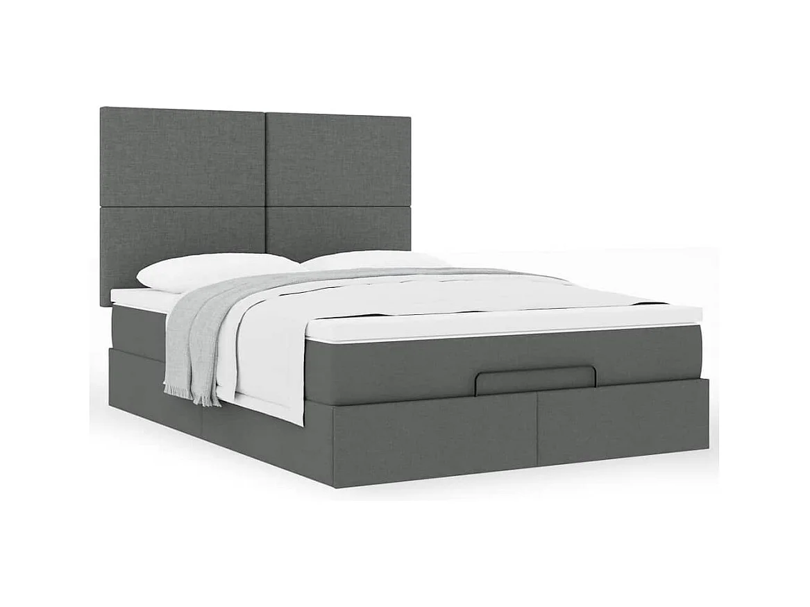 Ottoman bed met matras 140x200cm stof donkergrijs