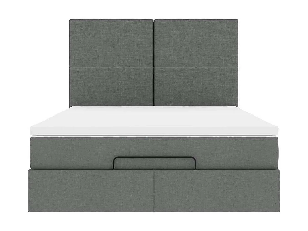 Cadre de lit ottoman avec matelas gris foncé 140x200 cm tissu