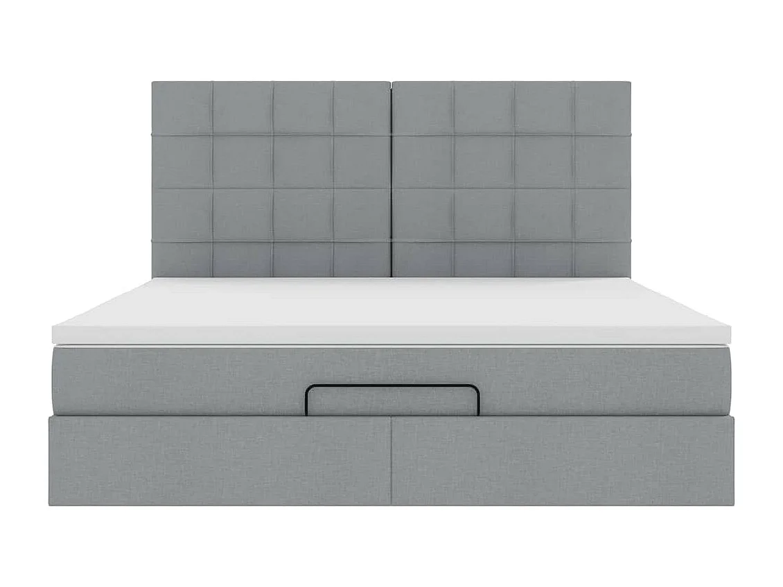 Cadre de lit ottoman et matelas gris clair 180x200 cm tissu