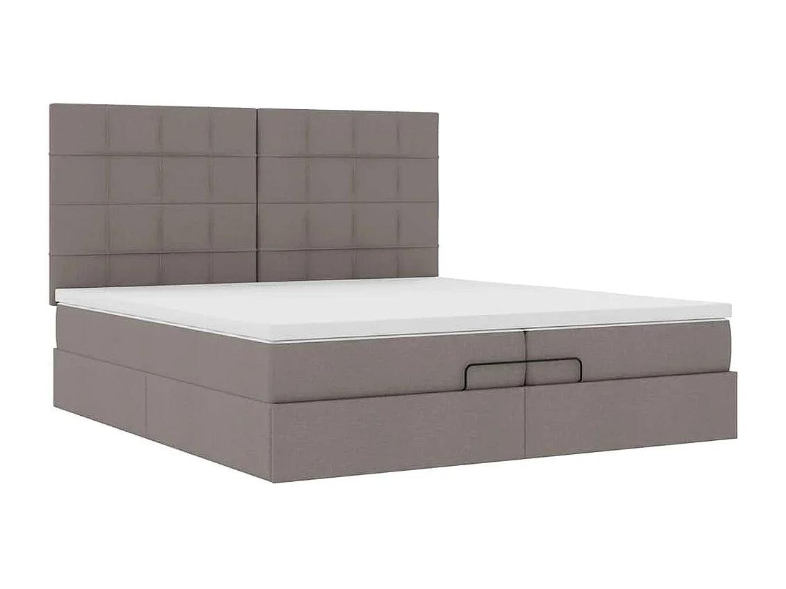 Cadre de lit ottoman avec matelas taupe 200x200cm tissu