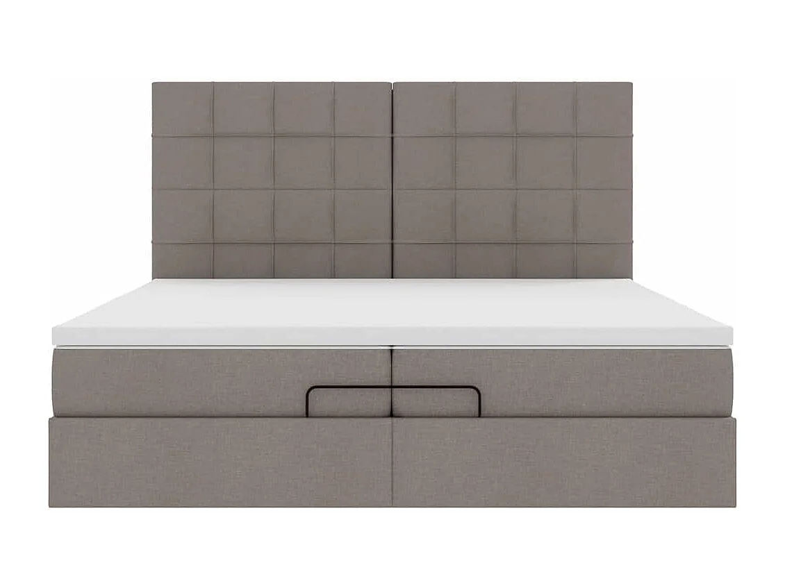 Cadre de lit ottoman avec matelas taupe 200x200cm tissu