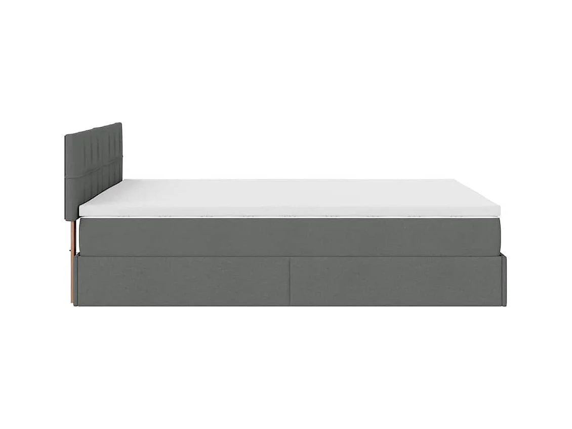 Cadre de lit ottoman avec matelas gris foncé 140x200 cm tissu