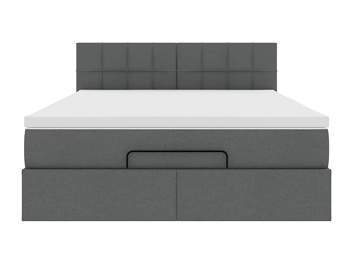 Estrutura cama otomana colchão 140x200cm tecido cinzento escuro